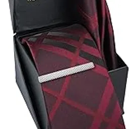 axlon Tie for Men – Floral Silk Neck Ties Set with Cufflinks Flower Pin, Pocket Square & Black Gift Box, Combo Necktie Sets for Office Wear, Formal Suits & Weddings (Deep Wine, NXSMX_51)-picture-10