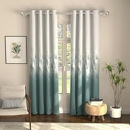 Urban Space Blackout Curtains 7 Feet Set of 2 for Door, 80-85% Light Blocking Curtains for Living Room, Digital Printed Curtains with Eyelets, Tieback Included (Sea Mist Turquoise, 7 Feet)-image-16