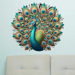 Ridit Creation ™ Big Size Peacock Design Self Adhesive Wall Stickers for Living Room, Bedroom, Hall Home Etc. Size-(58 X 53) cm-image-10