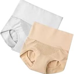 High-Waist Seamless Mesh Panel Briefs for Women, Pack of 2 (in, Alpha, M, Standard, Multi) Multicolour-image-91