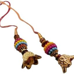 Handcrafted Pearl Rakhi Set with Pink Glass Beads, Gold-Toned Tassel Design, Traditional Bhabhi Raksha Bandhan Thread-image-16