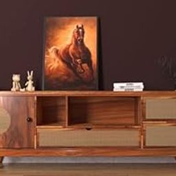 MANGO TRUNK Sheesham Wooden 01 Door and 03 Drawer TV Enterainment | Natural Teak Finish | Suitable for Living Room | Cane Webbing | Solid Wood | Best Furniture for Home | 180X45X50 cms-image-7