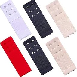6 Pcs Bra Extender Elastic Lingerie Extenders 2-steel Hooks 3 Rows Extension Strap (Black,beige,White and Red)-16