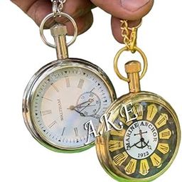Antique Nautical Watch Vintage Style Pocket Collectible Antique Brass Pocket Watch Set of 2-image-37