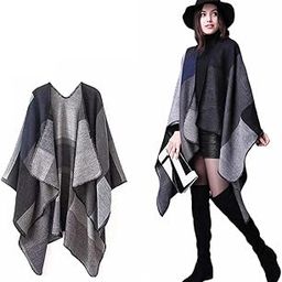 Women's Warm Winter Woolen Knitted Shawl Ruana Wraps Wrap Cape Winter Sweaters Open Front Poncho cape Open Coat for Female Girl Women-17