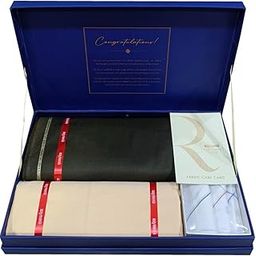 Raymond Men's Unstitched 3.25 Meters Suit Fabric Set with Hankerchief and Shirt Piece (Multicolour, All Weather Fabric,Attractive Box,Premium Fabric)-picture-12