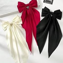 Balirava® 3 Pack Red, Black And Off White Bow Clips For Women, Cute Hair Accessories for Girls, Hair Bows For Women, Bow For Hair, Bow Hair Clips For Women - Luxury Satin Hair Bow Clips (French)-image-87