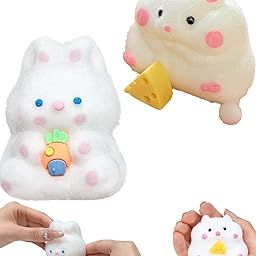 2PCS Taba Squishies, Stress Relief Squishy Toy, Includes Tab a Squishy Rabbit and Hamster Figurines, Perfect for Home, Office, School, and Travel, Soft and Fun Fufu Squishy for All Ages-image-10