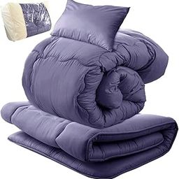 Futon Set, Single with Storage Case, Comforter Approx. 59.1 x 82.7 inches (150 x 210 cm) + Futon Approx. 39.4 x 78.7 inches (100 x 200 cm) + Pillow Approx. 16.9 x 24.8 inches (43 x 63 cm) + Storage-22