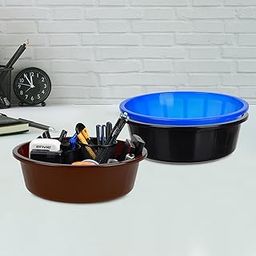 Homestic Pack of 3 Desk Organizer | Stationery Organizer | Multipurpose Organizer | Office Supplies for Pen-Pencil-Staplers | Desktop Organizer | 6 LTR | Black & Blue & Brown-image-100