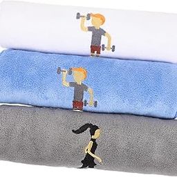 F FABOBJECTS® 3 Pcs Sports Towel Dumbbells Microfiber Washcloth Dumbell Gym Towels for Sweat Sports Sweat Towels Microfiber Towel for Sports Yoga Towels Football Portable Fiber Miss-image-15