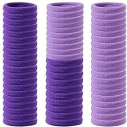 Elastic Hair Ties For Girls | Soft Seamless Hair Rubber Bands | Ponytail Holders For Women | Strechable Bands | Cotton Hair Elastic Rubber Bands (Purple Pack of 50 Ps) - With Box-image-25