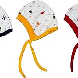 CUTE LANDINGS New Born Baby Girls & Boys Finest Hosiery Cotton Double Layer Knot Caps Set/Infant/Hat/Toppi/Kan Topi (Pack of 3) (0-3 Months) Multicolour-18