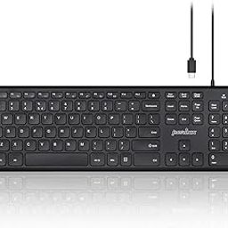 Perixx PERIBOARD-210C Wired Full-Size USB C Keyboard with Quiet Scissor Keys - Compatible with Tablets, Desktop, and Laptops - Black - US English-picture-23