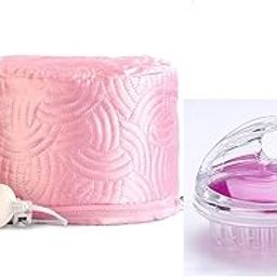 ZUCLLIN® Hair Care Thermal Head Cap And Hair Scalp Head Brush(Purple) for Pain Relief Steamer For Spa At Home Treatment with Beauty Nourishing Heating (PINK) COMBO OF 2-96
