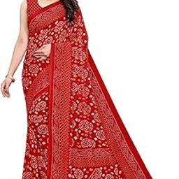 Women's Georgette Bandhani Printed Saree with Blouse Piece-image-7