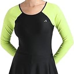 Boldfit Swimming Suit for Women One Piece Swim Suit Set for Woman Knee Length Swimming Costume for Women Stretchable Swimwear Ladies Swimsuit Flexible Fit Swim Dress for Woman Black Green, S-picture-8