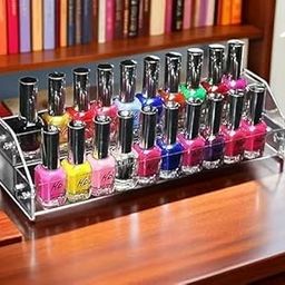 Premium Acrylic nail polish Organizer Rack – Clear Display for Nail Polish, Makeup & Tattoo Ink Bottles (2 -TIER)-image-41