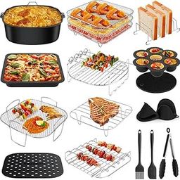 CARTNOVA‚8 Inch Square Air Fryer Rack & Grill: Versatile Baking Pan for Cosori, Ninja, & Philips 5.5L Air Fryers - Even Cooking, Easy Cleaning-image-48