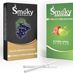 Smoky Herbals Pack of 2 Flavours 100% Tobacco & Nicotine Free Cigarette - 10 Sticks x 2 (DOUBLE APPLE/BLACK GRAPES)-29