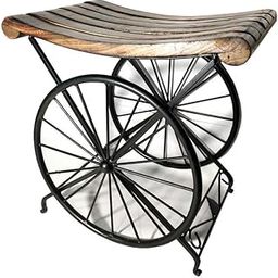 AS Wooden Handicraft Handmade Wrought Iron Wooden Sitting Stool | Wheel Shaped Stool with Metal Base | Attractive Stool | Best for Garden, Home, Living Room, Bedroom, Footrest (Black & Brown)-image-23
