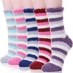 Womens Fuzzy Socks Slipper Soft Cabin Plush Warm Fluffy Winter Sleep Cozy Adult Socks Pack Of 5-image-84