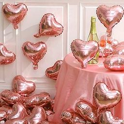 AMFIN (Pack of 25) 9 Inch Heart Shape Foil Balloons - Rose Gold-5