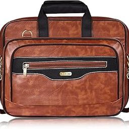 Tan & Black Color Faux Leather 28L Messenger Bag For Men BG102-12