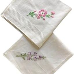 Shree adodhya womens handkerchief with pair of vintage style handkerchief with pink and purple flowers. set of 2.-image-2
