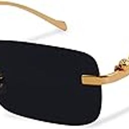 Luxury Rimless Square Sunglasses Man and Woman Fashion Gradient Metal Leopard Retro Shades Rectangle Sun Glasses-image-19