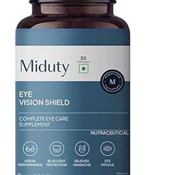 Miduty Eye Vision Shield Supplement for Dry Eyes | Bilberry Fruit Extracts 80mg, Vitamin A 300mcg, Lutein 20mg & Zeaxanthin, Astaxanthin, Lycopene | Eye Vitamin for Blurry Vision - 30 Capsules-55