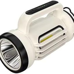 EVVIX High Power Mobile Rechargeable Handheld Hunting Light LED Flashlight Led Work Light Powerful Portable Searchlight Spotlight, 2 Side Modes, Stepless Dimming, Cool (White)-50