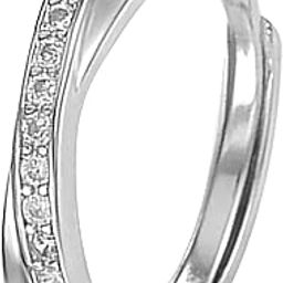 peora American Diamond Studded Silver Plated Couple Band Finger Ring Fashion Wear Stylish Jewellery Gift for Girls & Women (PX8R134-7)-picture-30
