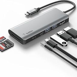 Belkin USB C Hub, 7-in-1 MultiPort Adapter Dock with 4K HDMI, USB-C 100W PD Pass-Through Charging, 2 x USB A, 3.5mm Audio, SD 3.0 Slot and Micro SD 3.0 for MacBook Pro, Air, iPad Pro, XPS and More-picture-44