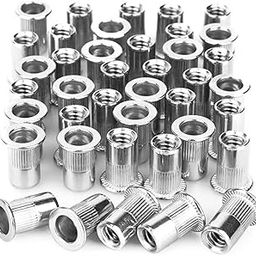 (M6x15) Rivet Nut Insert Nutsert Carbon Steel Imported Export Quality | Flat Head Threaded Rivet Nut Furniture for Elevators Automobiles Switches [25pcs]-image-81
