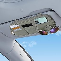 Car Sun Visor Organizer, Auto Interior Accessories Pocket Organizers, Auto Car Visor Pocket with Multi-Pocket Net Zippers, Sunglass Holder and Storage Pocket Fit for Most Cars, Trucks, SUVs (Grey)-12