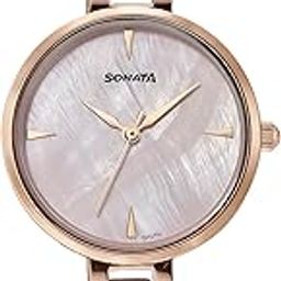 Quartz Analog Mother of Pearl Dial Two Toned Stainless Steel Strap Watch for Women-picture-37