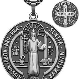 St Benedict Necklace Saint Benedict Medal Bless Safety Religion Pendant Gift for Men, Women, Family, Parent, Friend-38