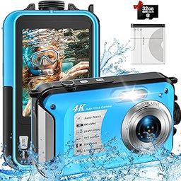 4K Waterproof Camera with 32GB Card 11FT Floatable Digital Camera Waterproof Digital Camera 56MP Autofocus 16X Compact Underwater Cameras for Snorkeling with 1250mAh Battery-image-96