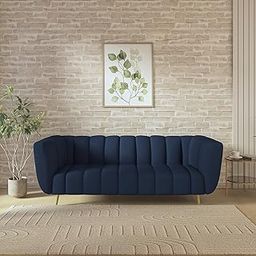 wakeup India Sofa | Mushy Premium Fabric Sofa Set | 3 Seater Sofa | Pocket Spring Cushion | Padded Cushioned Armrest | Metal Leg with Golden Polish (Berry Blue, Seating-3) | 3 Years Warranty-image-42