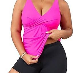 Plus Size Tankini with Shorts Two Piece Swimsuits Tummy Control Bathing Suits for Women Slimming Swimwear-19