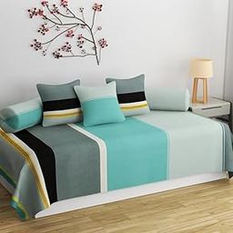 Heavy Cotton 8 Pieces Diwan Set ||1 Single Bedsheet, 2 Bolster Covers, 5 Cushion Covers || :- Multi Patta-image-71