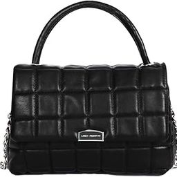 Women Black Coloured Quilted Satchel Bag-image-3