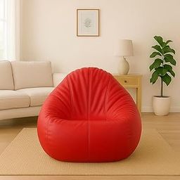 UrbanFrame - XXL Faux Leather Bean Bag Cover Without Beans (Red) – Oversized Washable, Lounge Chair, Balcony & Bean Bag Furniture for Indoor/Outdoor Use-image-29