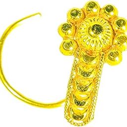 18K [750] Gold Wedding Nose Pin - Flower Shape Saniea Miza Pin-image-45