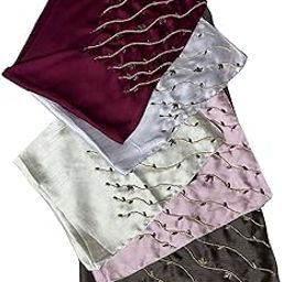 Women's Stole Hijab Bubble Satin & Muna Satin Silk with Hand Embroidery – 70x175 cm Back Side Embroidery Formal Scarf Wrap-image-68