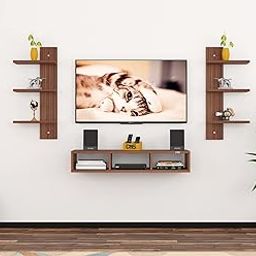 DAS Harries TV Entertainment Unit Stand Set TOP Box Stand with Shelves and Display Rack Classic Walnut Small- Ideal for UP to 32 INCH Screen-0