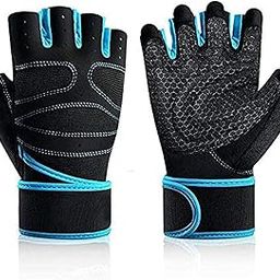 GymWar Lycra Open Padded Gym Gloves for Weightlifting and Fitness (Blue)-image-82