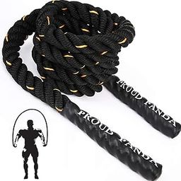 Heavy Jump Rope Fitness Adult Skipping Rope Workout Battle Ropes with Gloves for Men Women Total Body Workouts Power Training Improve Strength Building Muscle-image-11
