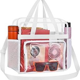 Clear Tote Bag Clear Bag Stadium Approved 12x6x12 Stadium Bag for Work, Sports Games,Gym, White, Large-image-5